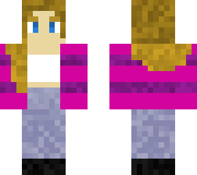 strawberry blonde with pink jacket