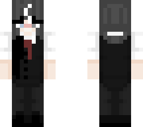 black haired girl in suit