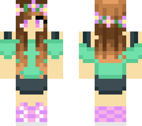 cute ombre brunette girl in pastel colors with flower crown