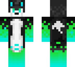 green and blue fox