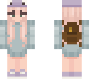 backpack + purple frog hat