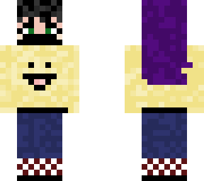black and purpled haired girl with yellow sweater