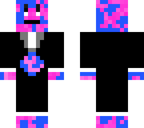 blue and pink in suit