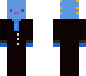 blue axolotl in a suit