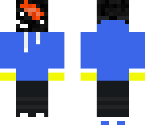 blue hoodie with mask off