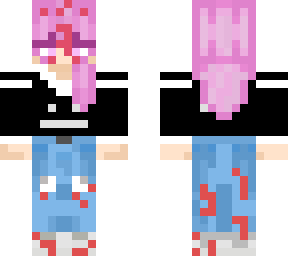 pink haired girl with messy shirt