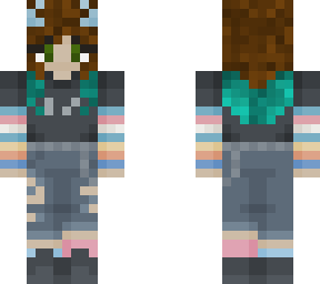 brown hair with teal girl scaled and icy