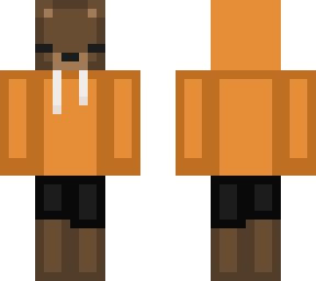 bear with orange hoodie (hood up)