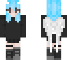 blue hair with horns and wings