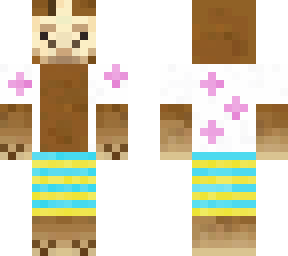 brown llama in his beach outfit with no shades