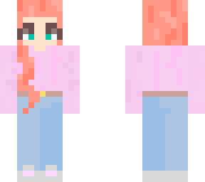 coral hair girl pink shirt