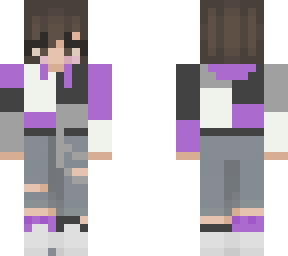 purple and gray colour block hoodie