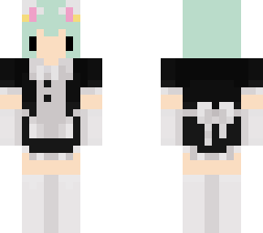 blue hair cat maid