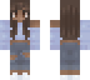 brunette periwinkle shirt with jeans