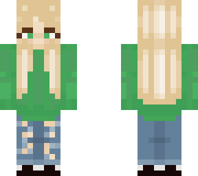 blonde girl with green eyes and a sweater
