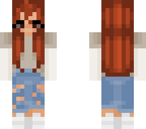 brown/ginger hair girl with ripped cuffed jeans and brown eyes