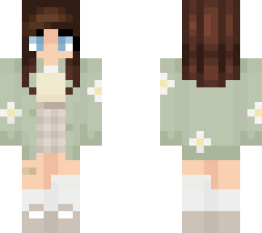 brunette girl in green flower jacket