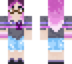 catgirl, pink hair, glasses