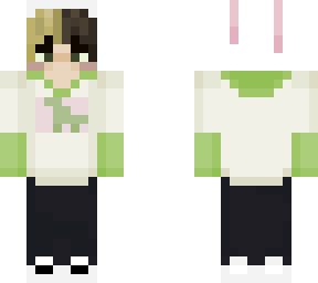 person in bunny hat and dino hoodie