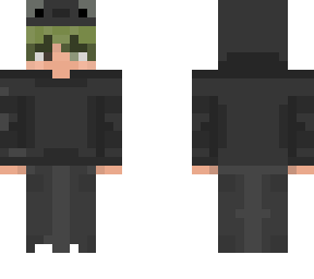 Black axolotl with green hair! | Minecraft Skin