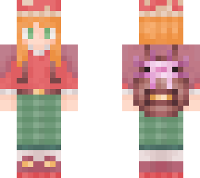 red haired girl with axolotl in backpack