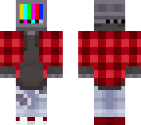 tv head but with red plaid jacket