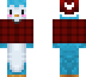 bebi yongsun blue penguin red striped hoodie