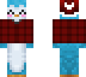 bebi yongsun smiling eyes blue penguin red striped hoodie 