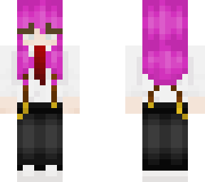 partial suit with pink hair