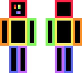 rainbow pixel character w/ face