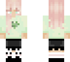 pinkie hair w/ hearth green t-shirt + skirt