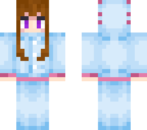 blue axolotl onesie girl (brown hair & purple eyes)