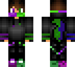 half purple half green