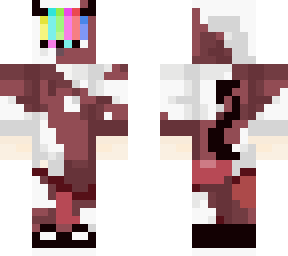 red n white tv head demon