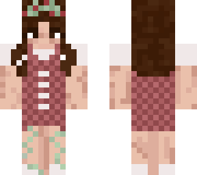 cottagecore mushroom girl brown hair pretty dress