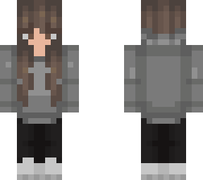 girl grey hoodie | Minecraft Skin