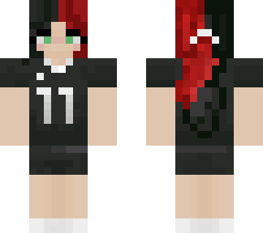 osamu female; red and black split dye