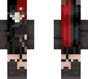 red and black split dye; kpop outfit