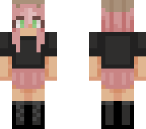 kawaii pastel pink girl with green eyes