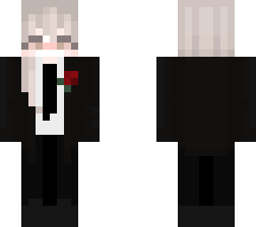white hair girl with suit