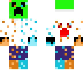 creeper on fire (orange and blue flames)