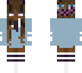 flower crown darker skin + hair blue ribbon girl - remastered