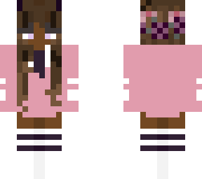 flower crown pink sweatshirt/ribbons darker hair/skin girl