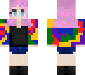 pink hair with retro jacket girl
