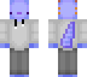 blue axolotl in a grey hoodie!