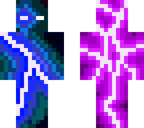 half blue and half purple lightining man