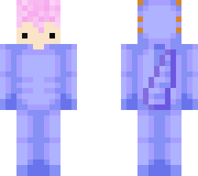 my skin with axolotl suit and pink hair
