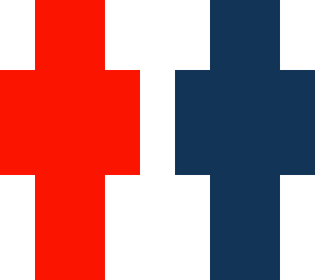 two side red and blue