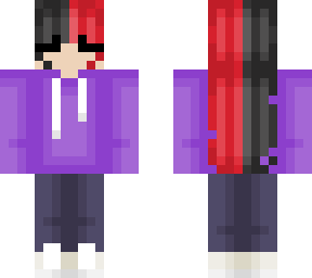 black&red split hair purple hoodie girl