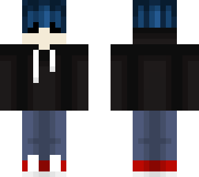 blue hair black hoodie boy